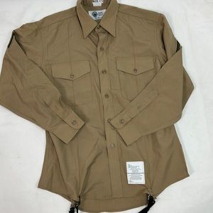 #1760 Valor Collection Marine Military Tan Button Up |Size:16- 1/2 33